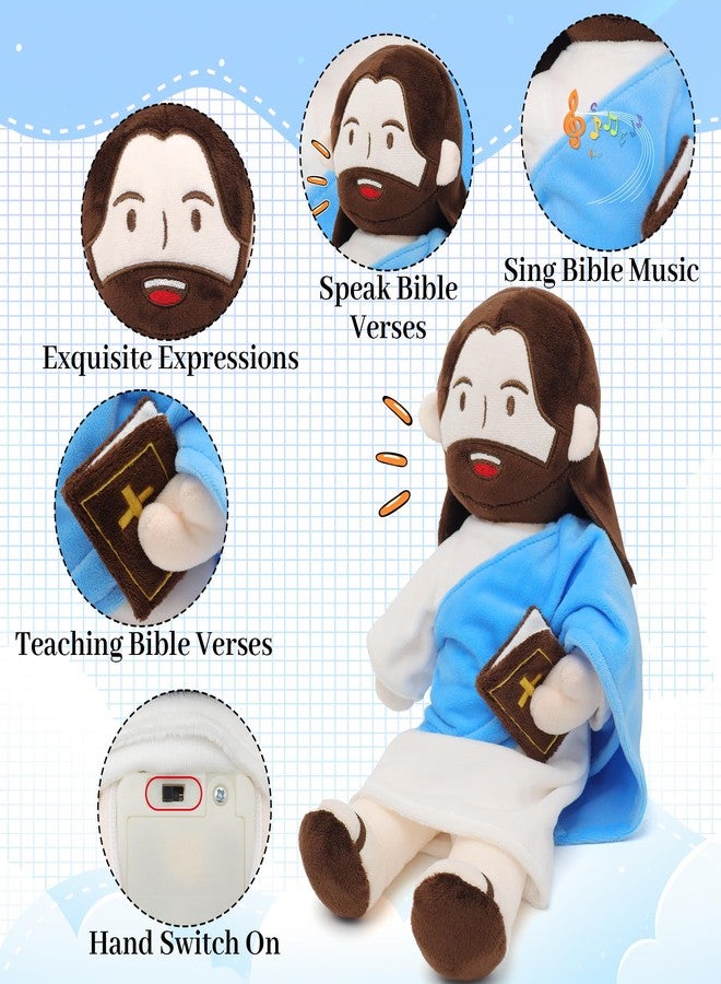 Yelakey Jesus Plush Speaks 20 of Bible Verses and 3 of Bible Music Jesus Stuffed Doll to Teach Suitable for Church Sunday School Religious Easter (Blue) - Image 3